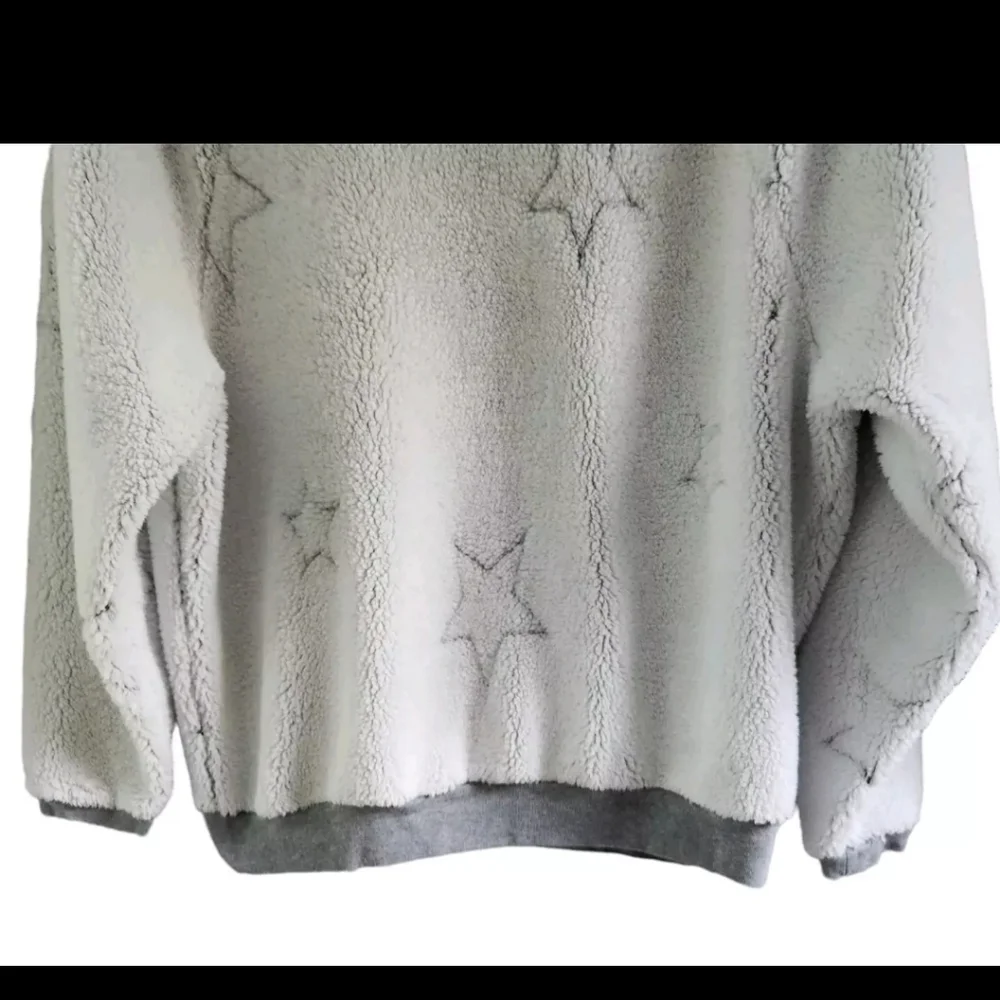 Dylan by True Grit Sherpa Snow Star Crew Sweater Winter White Women Size Small - Picture 3 of 6